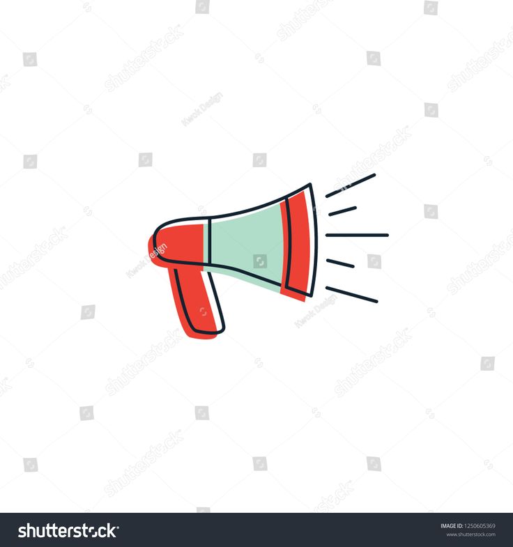 Red and green megaphone icon with sound lines, symbolizing announcement or amplification.