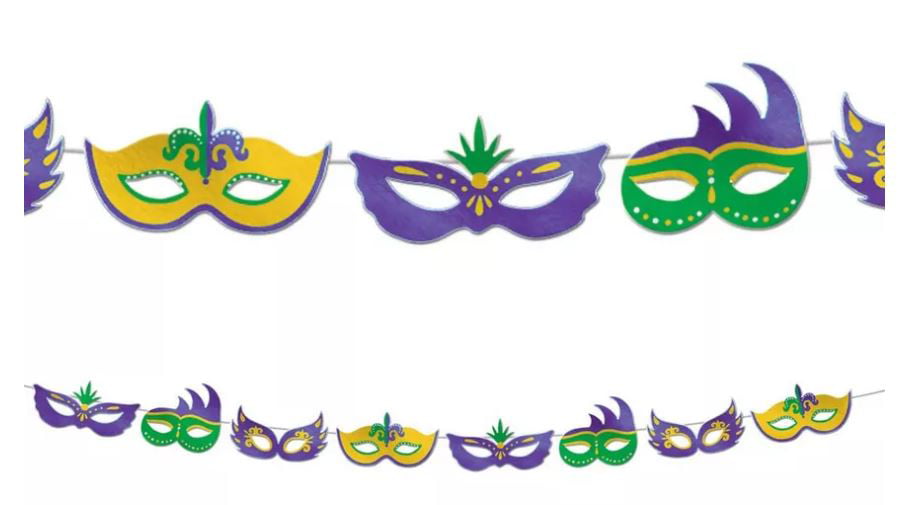 Mardi Gras Mask Garland Decorations - Festive Party Supplies