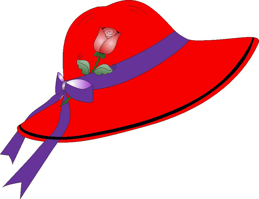 Elegant Red Hat with Purple Ribbon & Rose - Fashion Illustration