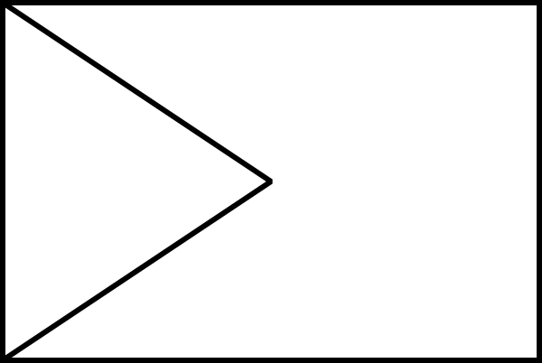 Black outline of a right-pointing triangle inside a white rectangle, resembling a play button or directional arrow.