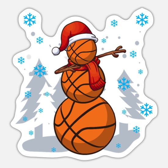 Festive Basketball Snowman Sticker - Holiday Sports Fun