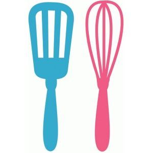 Kitchen Utensil Icons - Spatula & Whisk Silhouettes for Culinary Design