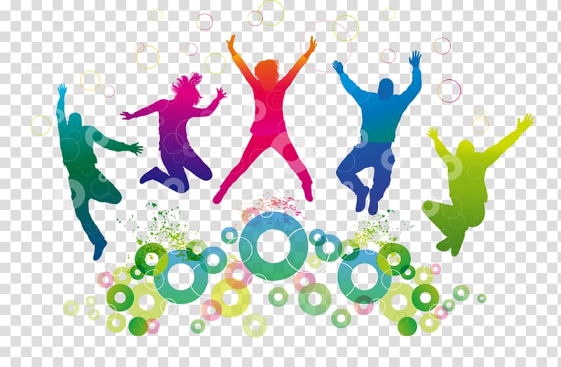 Joyful Celebration Clipart - Vibrant Jumping Figures for Events & Design