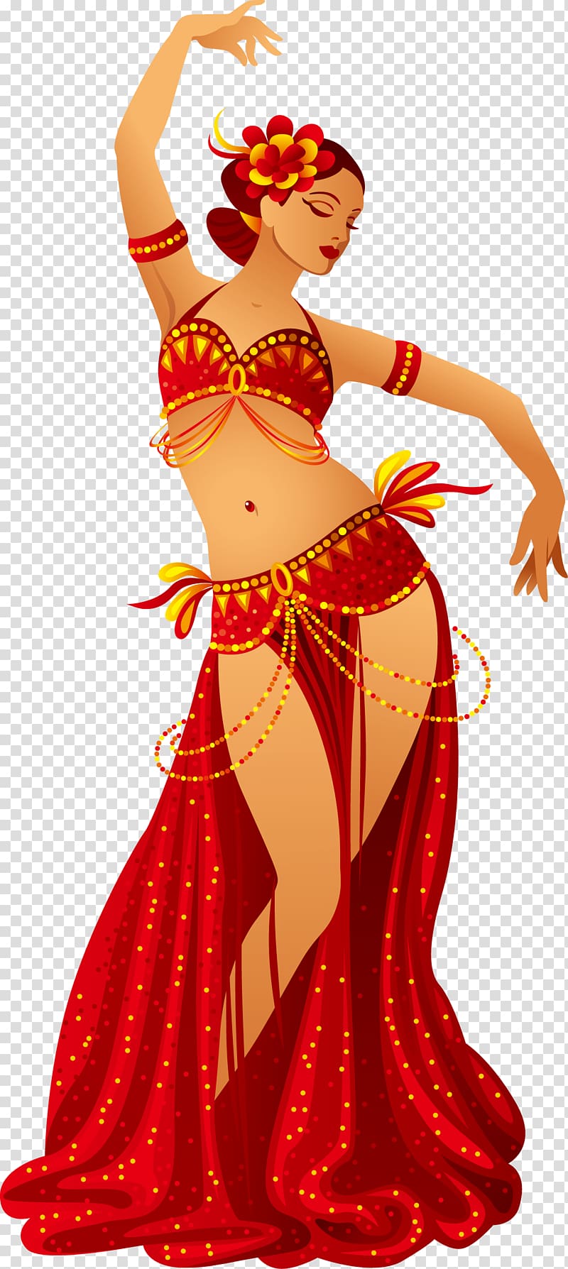 Belly Dance Illustration - Vibrant Red Costume & Cultural Artistry