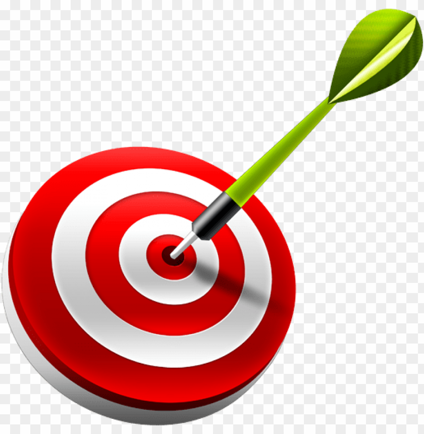 Green dart precisely hitting the red bullseye of a classic target with concentric rings.