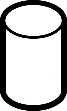 Simple black outline illustration of a 3D cylinder on white background.