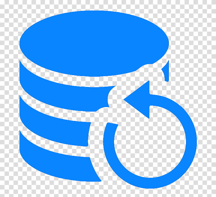 Blue database icon with circular refresh arrow indicating data backup or synchronization.