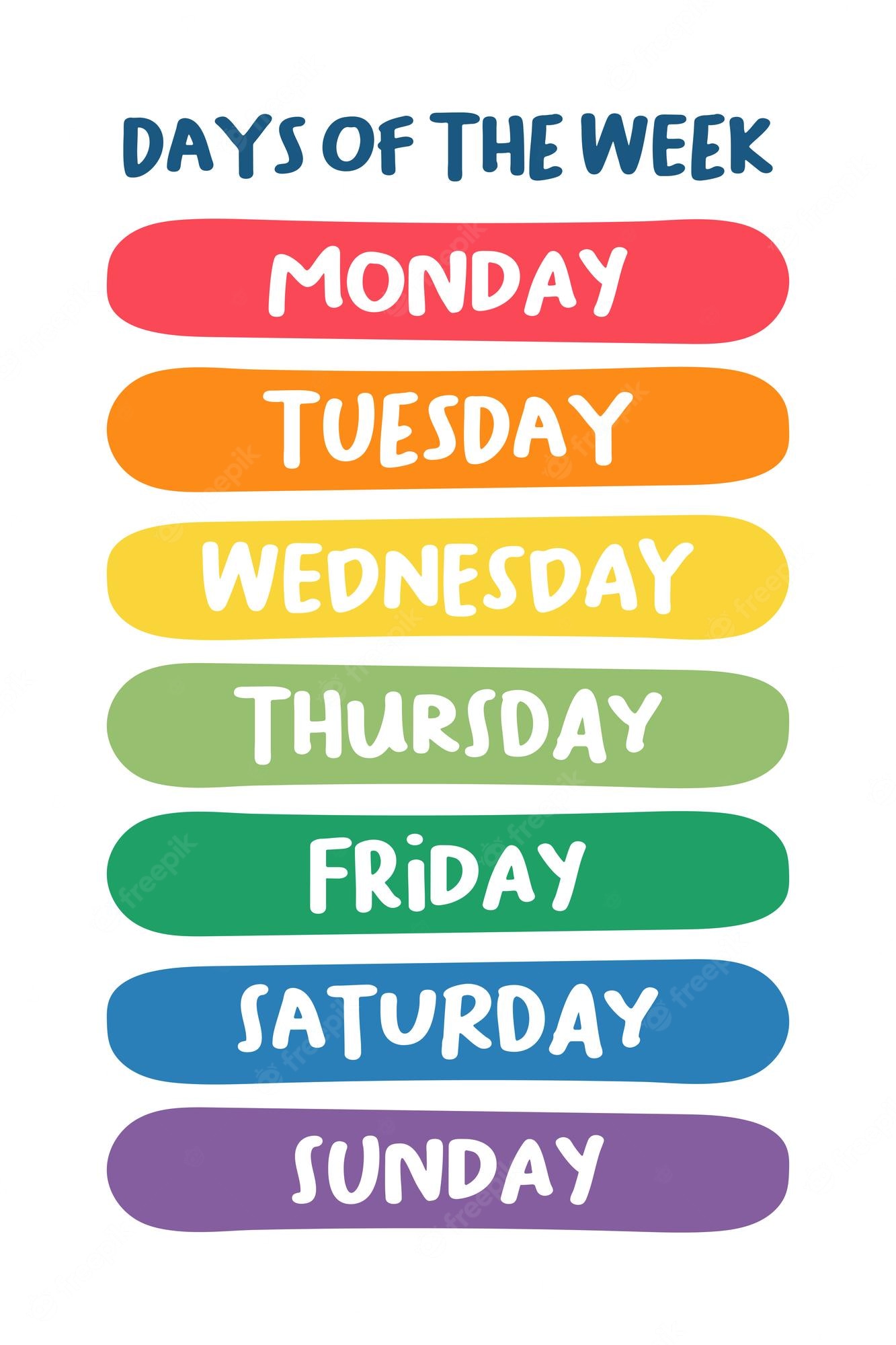 Days Of The Week Chart Visual Learning Aid For Kids Education Days Of The Week Chart Visual Learning Aid For Kids Education