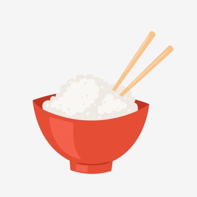 A red bowl filled with steamed white rice and a pair of wooden chopsticks resting on top.