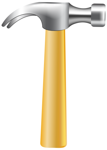 A classic claw hammer with a polished steel head and smooth wooden handle, isolated on transparent background.