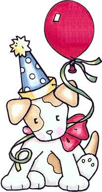 Festive Puppy Cartoon - Birthday Party Illustration for Greeting Cards & Kids’ Content
