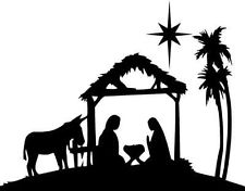 Nativity Scene Silhouette - Christmas Manger Illustration