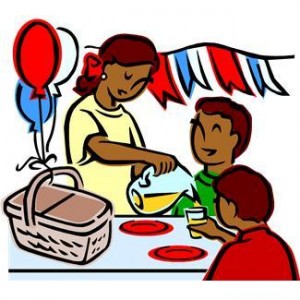 Family Picnic Scene - Joyful Outdoor Gathering with Kids