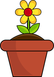 Flower in pot clip art cartoon Royalty Free Vector Image