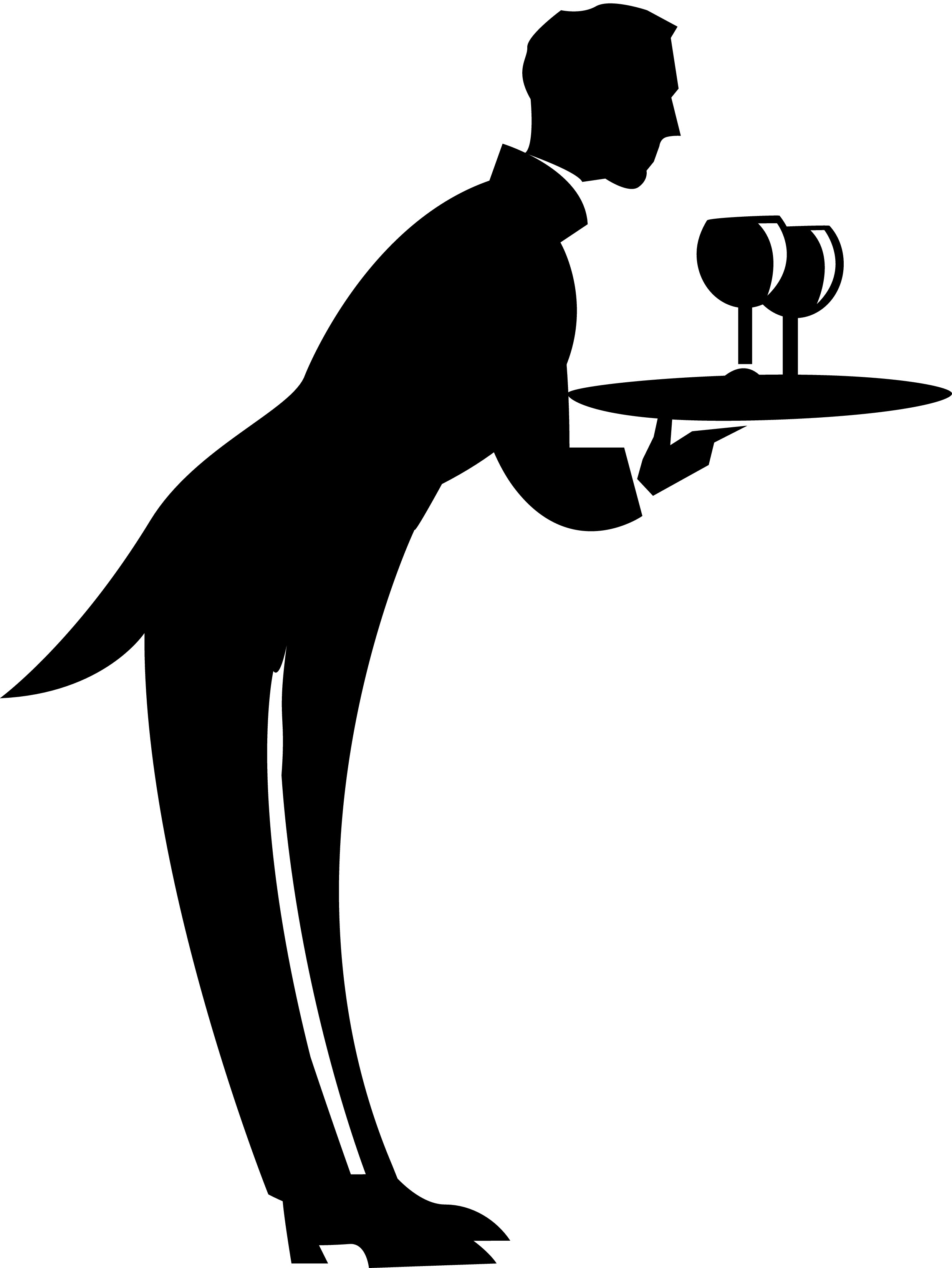 Professional Waiter Silhouette Icon - Restaurant Service Illustration