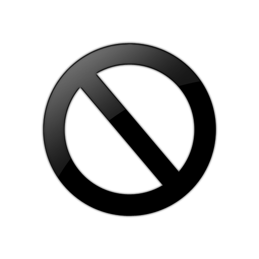 Black circular icon with a diagonal slash, indicating prohibition or disabled status.