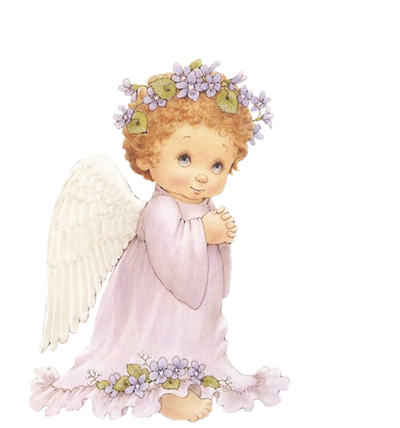 Sweet Angel Illustration - Floral Crown & Prayer Pose for Greeting Cards & Decor