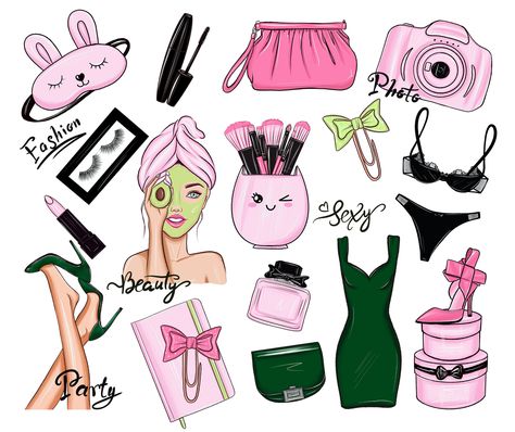 Girly Stuff Clipart Vector Pack, Girly Things, Girly Clipart, Makeup  Clipart, Pretty Things, Planner Girl, Girly Sticker, SVG, PNG File 