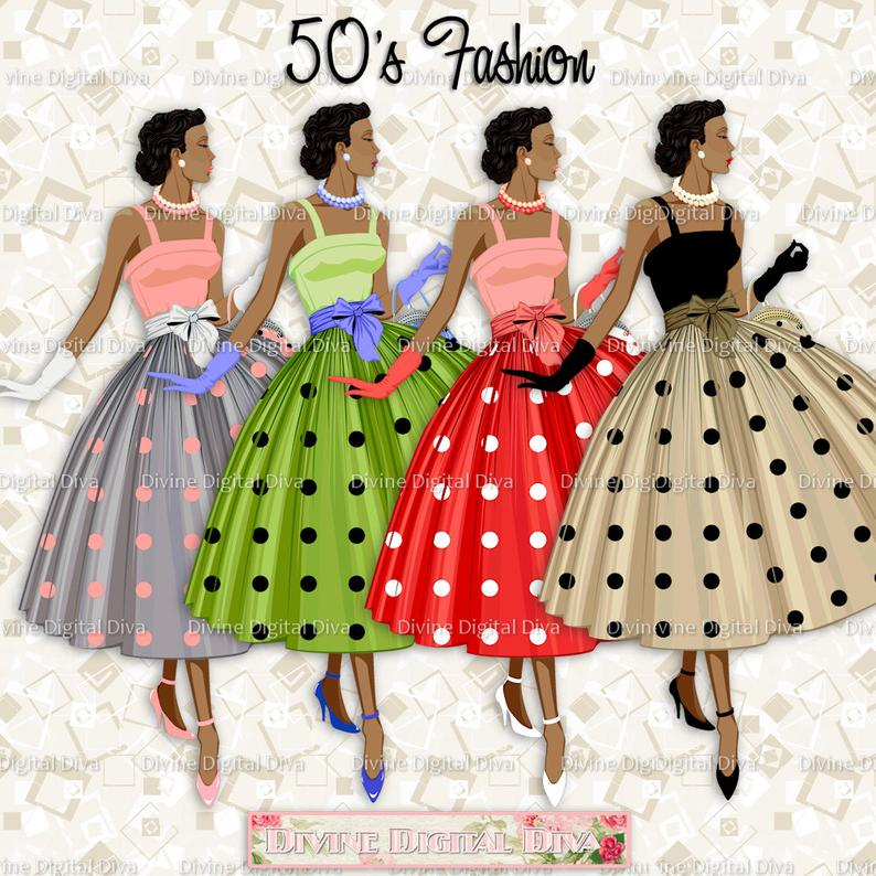 50s Fashion Clipart | Retro Clothing and Accessories Images - Clip Art ...