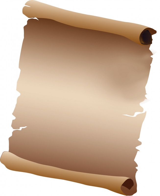Vintage parchment scroll with torn edges and rolled ends, beige-toned antique paper texture.