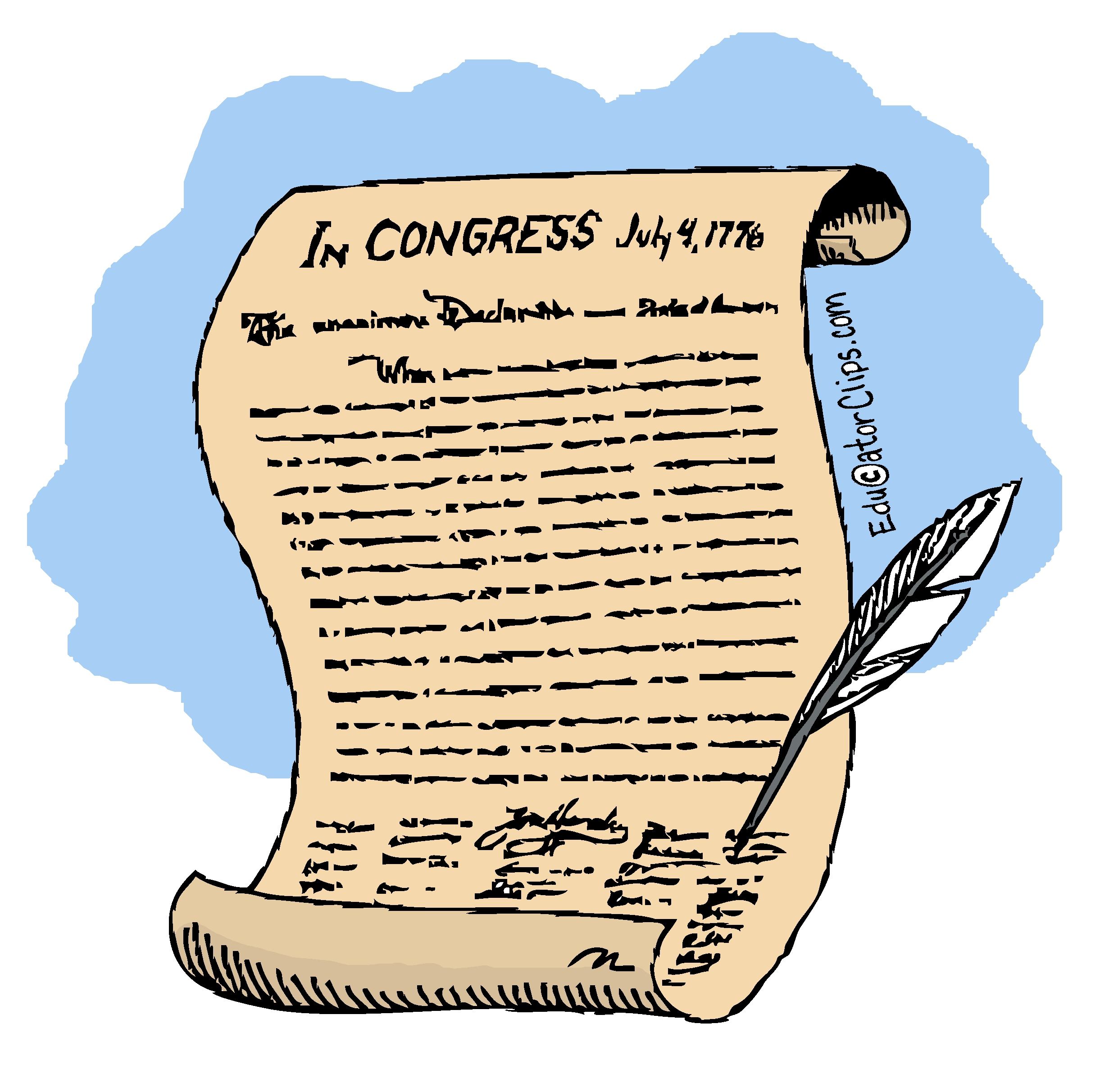 Declaration of Independence Illustration - Historical Document Art