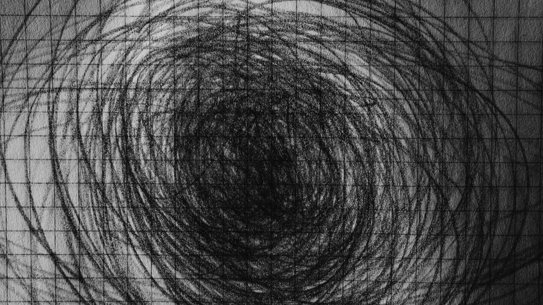 Spiral Vortex Drawing on Graph Paper - Charcoal Sketch Artwork