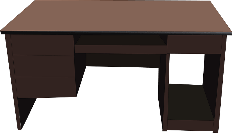Modern Wooden Desk with Drawers and Open Shelving - Functional Office Furniture