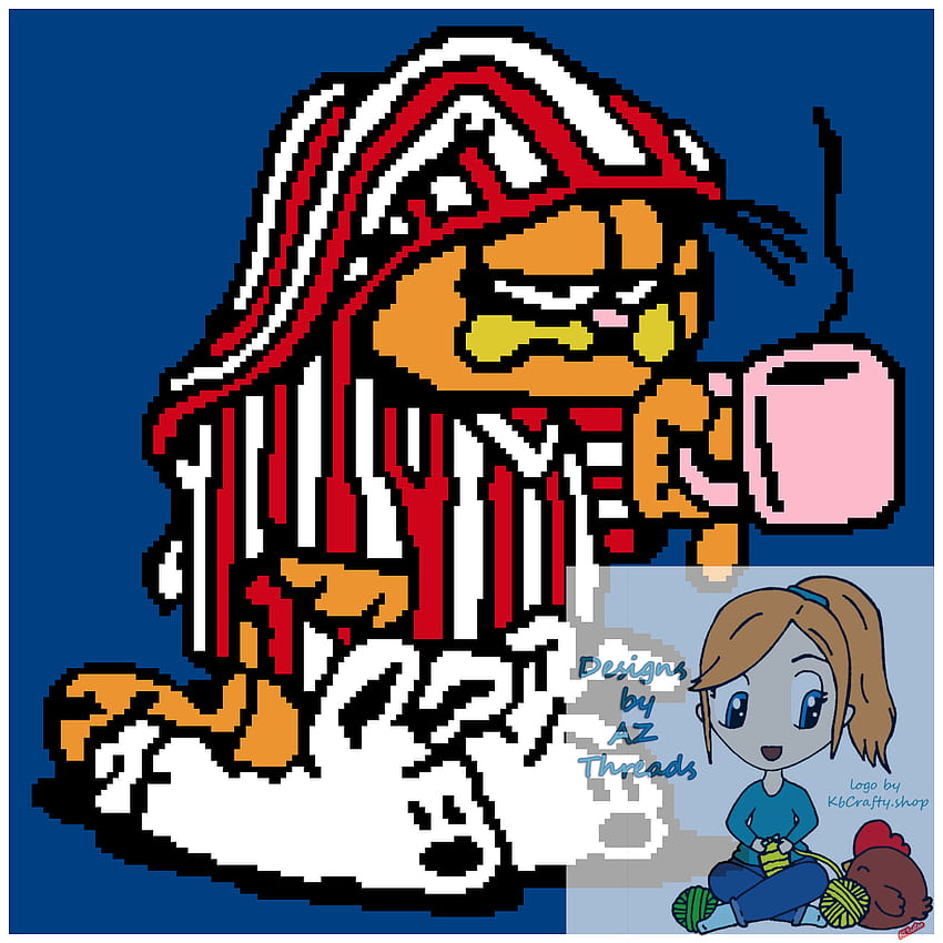 Pixel Art Garfield Coffee Scene - Free Download & Design Inspiration