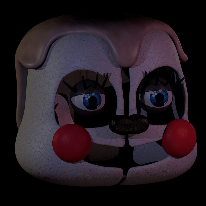 Distressed Animatronic Clown Head - FNAF-Inspired 3D Render