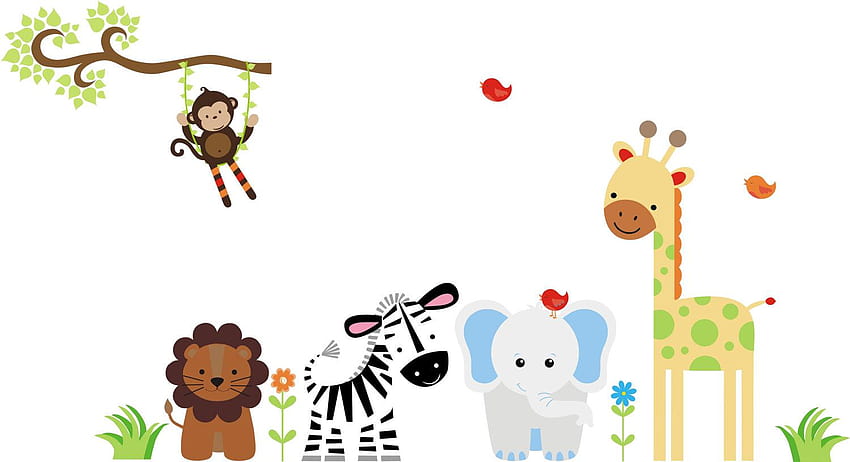 Cute Jungle Animal Illustration for Kids’ Rooms and Educational Materials