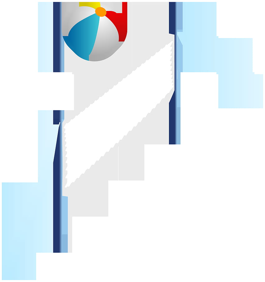 Beach Ball on Staircase - Playful Summer Graphic Design