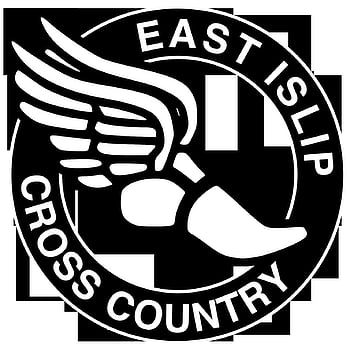East Islip Cross Country logo featuring a winged running shoe inside a circular emblem with bold text.
