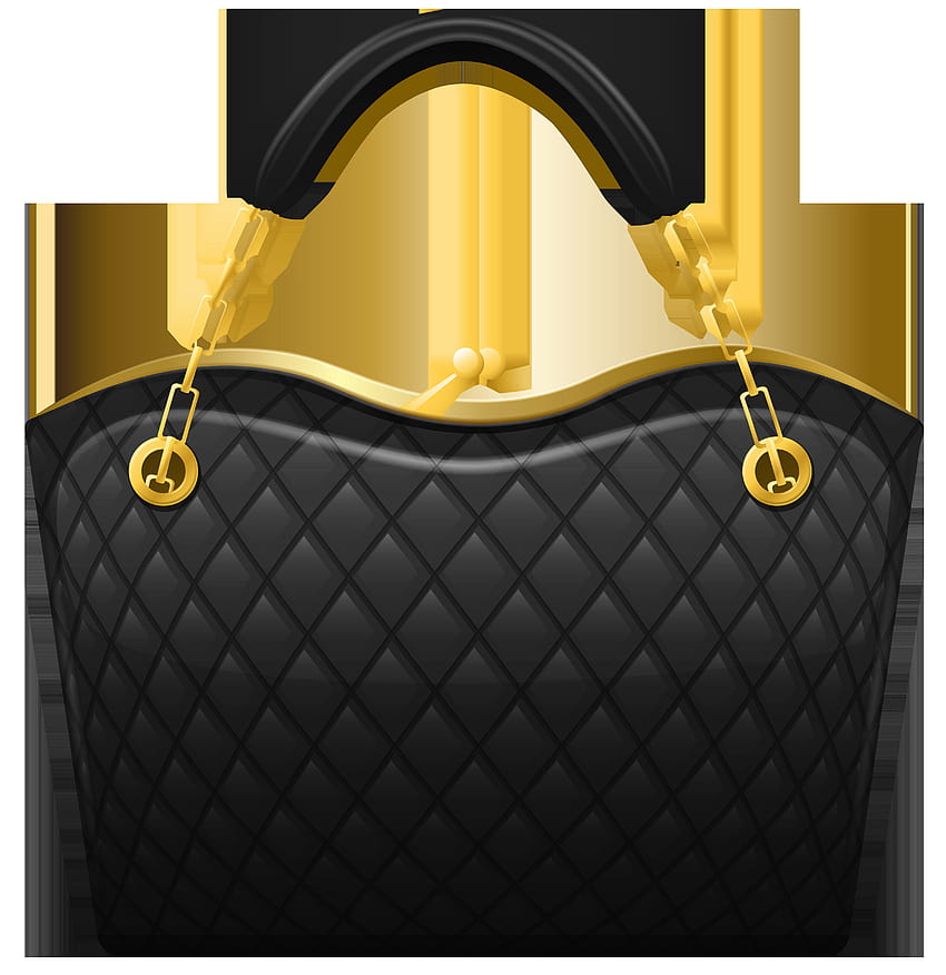 Luxurious black quilted handbag with gold hardware and chain strap accents.