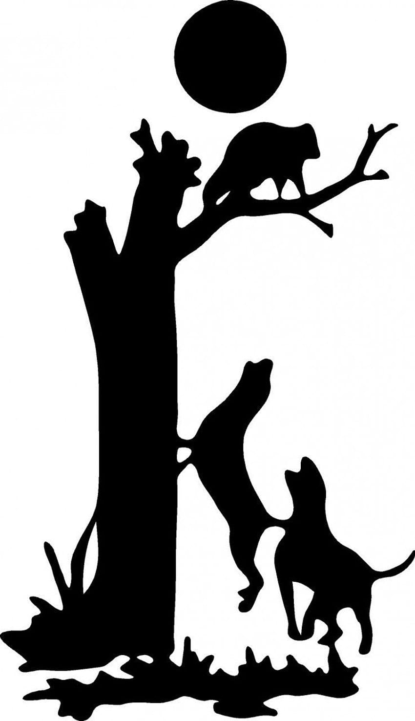Bear and Dogs Silhouette Art - Nature Wildlife Illustration