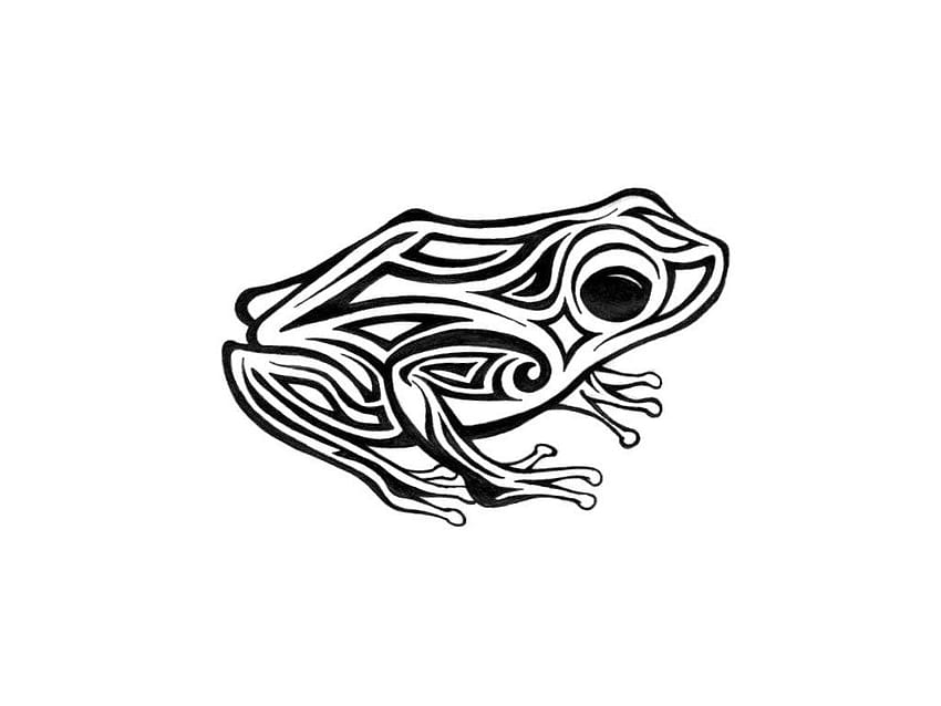 Tribal Frog Tattoo Design - Intricate Blackwork Illustration