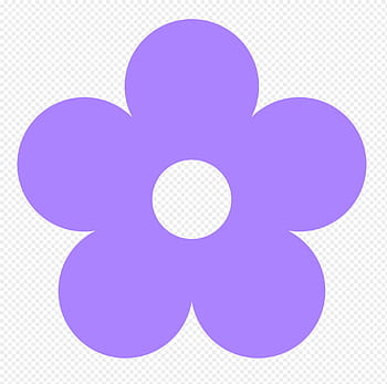 Simple purple five-petal flower icon with white center on transparent background