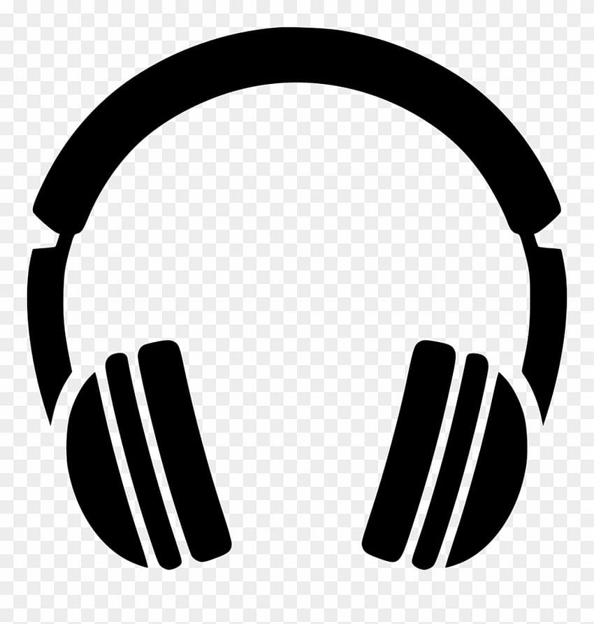 Black silhouette of over-ear headphones on transparent background