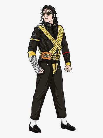 Michael Jackson in iconic black and gold military-style jacket, sunglasses, and white socks with loafers.