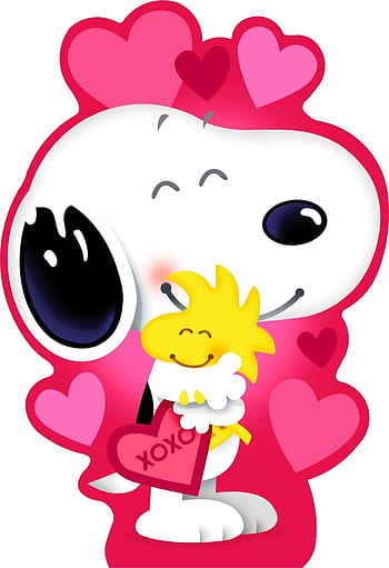 Snoopy and Woodstock Valentine’s Day Hug - Peanuts Love Illustration