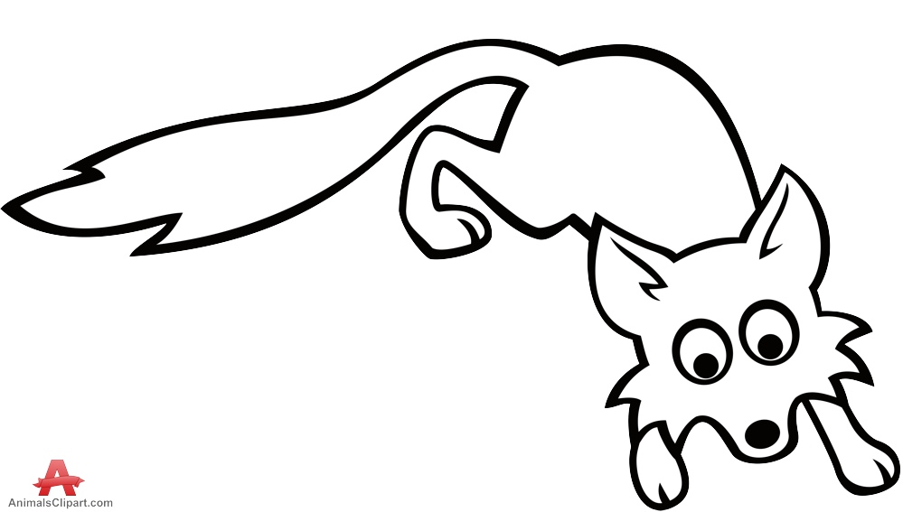 Playful Fox Coloring Page - Free Printable Animal Clipart