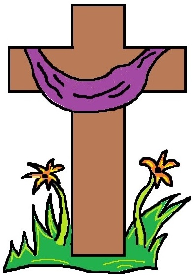 Purple-Draped Cross with Flowers - Symbol of Lent and Hope