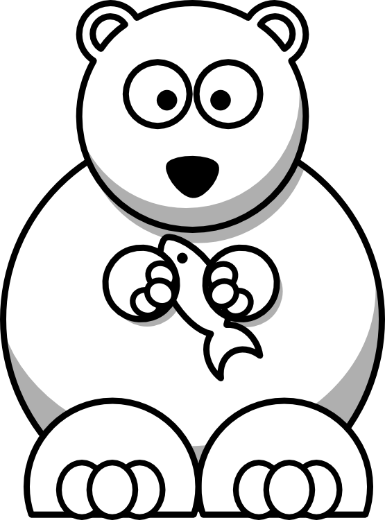 Polar Bear Holding Fish Coloring Page - Free Printable for Kids