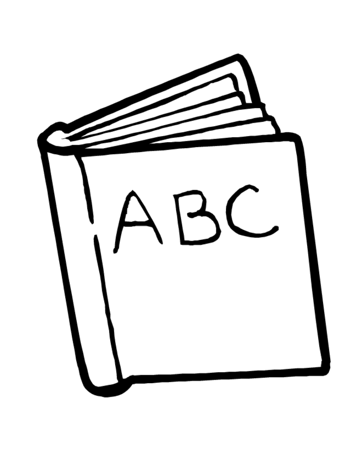 Hand-drawn open book with "ABC" on the cover, symbolizing early literacy and alphabet learning.