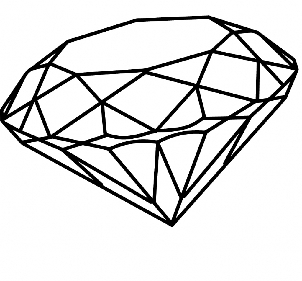 Diamond Illustration - Clean Vector Outline for Jewelry & Design Use