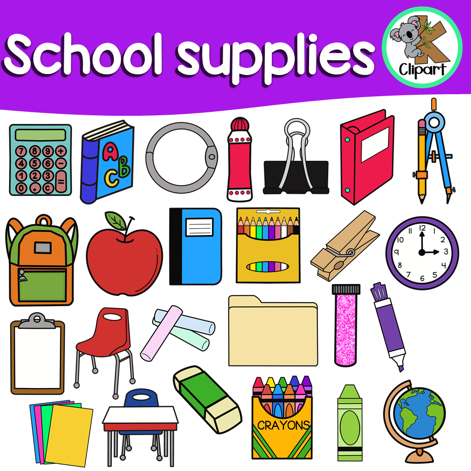 School Supplies Clip Art - School Supplies Images - Vector Clip Art ...