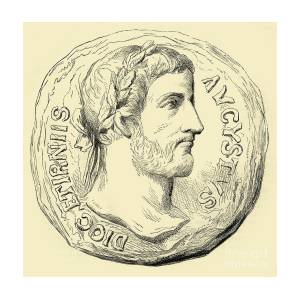 Ancient Roman coin engraving of Emperor Marcus Antonius, profile bust with laurel wreath and Latin inscription.