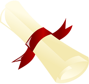 A rolled parchment diploma sealed with a red ribbon, symbolizing academic achievement or official certification.