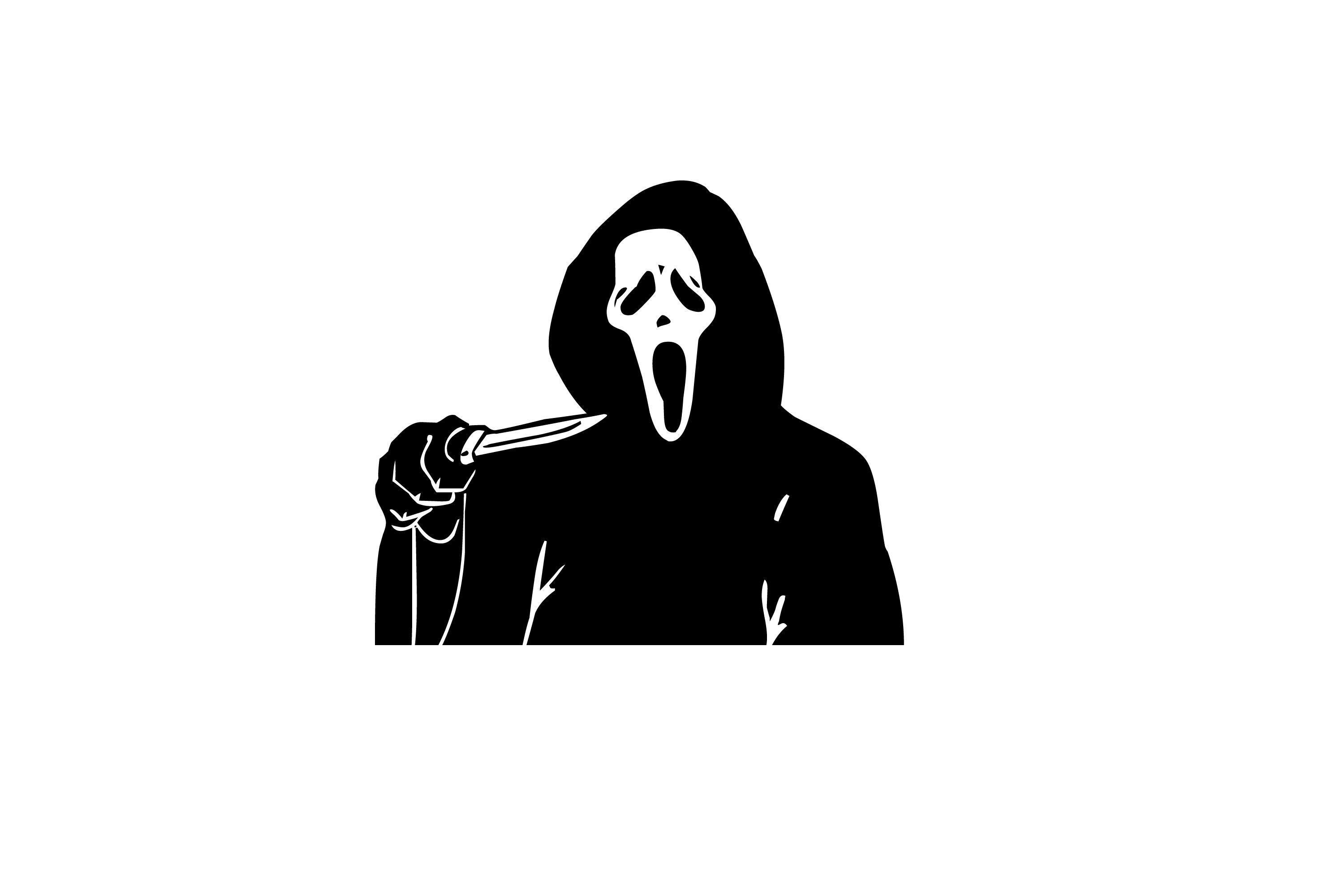 Ghostface Horror Icon - Scream Movie Mask & Knife Silhouette