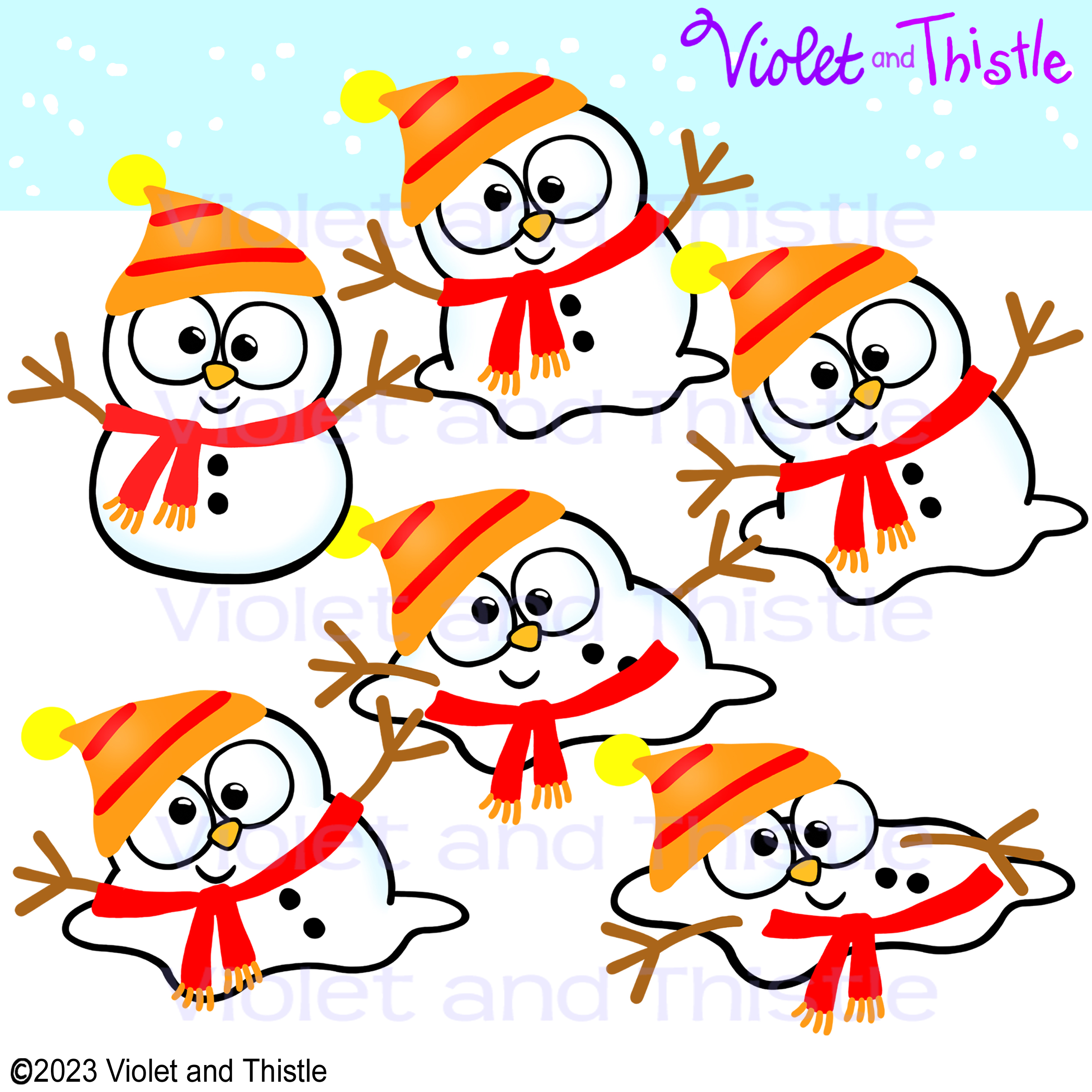 Snowman Clipart Melting Snowmen Clip Art Frosty Sneezy Fun Cute Happy ...