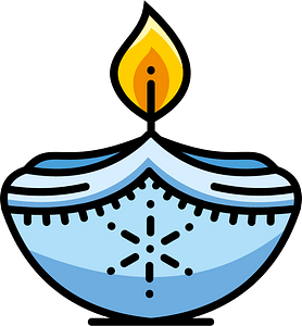 Blue Diya Oil Lamp Icon - Festive照明 Symbol for Diwali & Celebrations